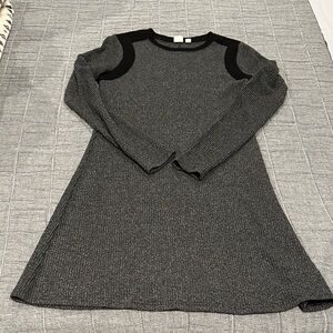 Gray and Black Long Sleeve Sweater Dress